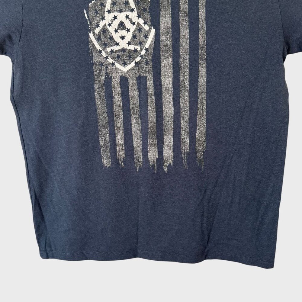 Ariat Vertical American Flag T-Shirt Blue Men's Large Short-Sleeve Graphic Tee - Picture 6 of 10